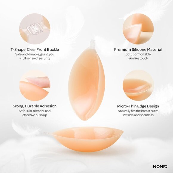 Adhesive Bra Strapless Sticky Invisible Push up Reusable Silicone The Best Off B - Picture 3 of 7